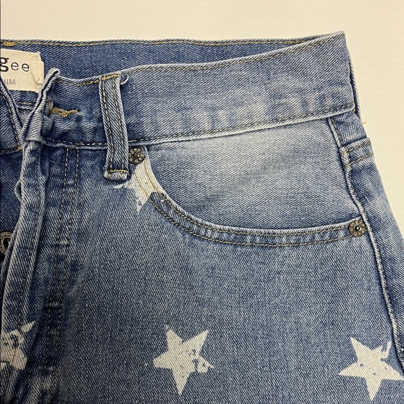Umgee Light Blue Star Print Mini Skirt Size Large - Picture 7 of 16